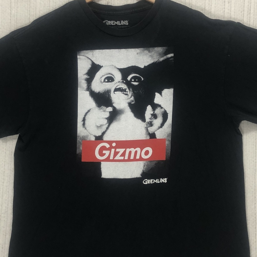 Gremlins Gizmo Graphic T-Shirt Mens XL Black Cotton Box Logo Style Warner Bros